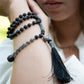 Mala collana da meditazione in Pietra lavica e Labradorite