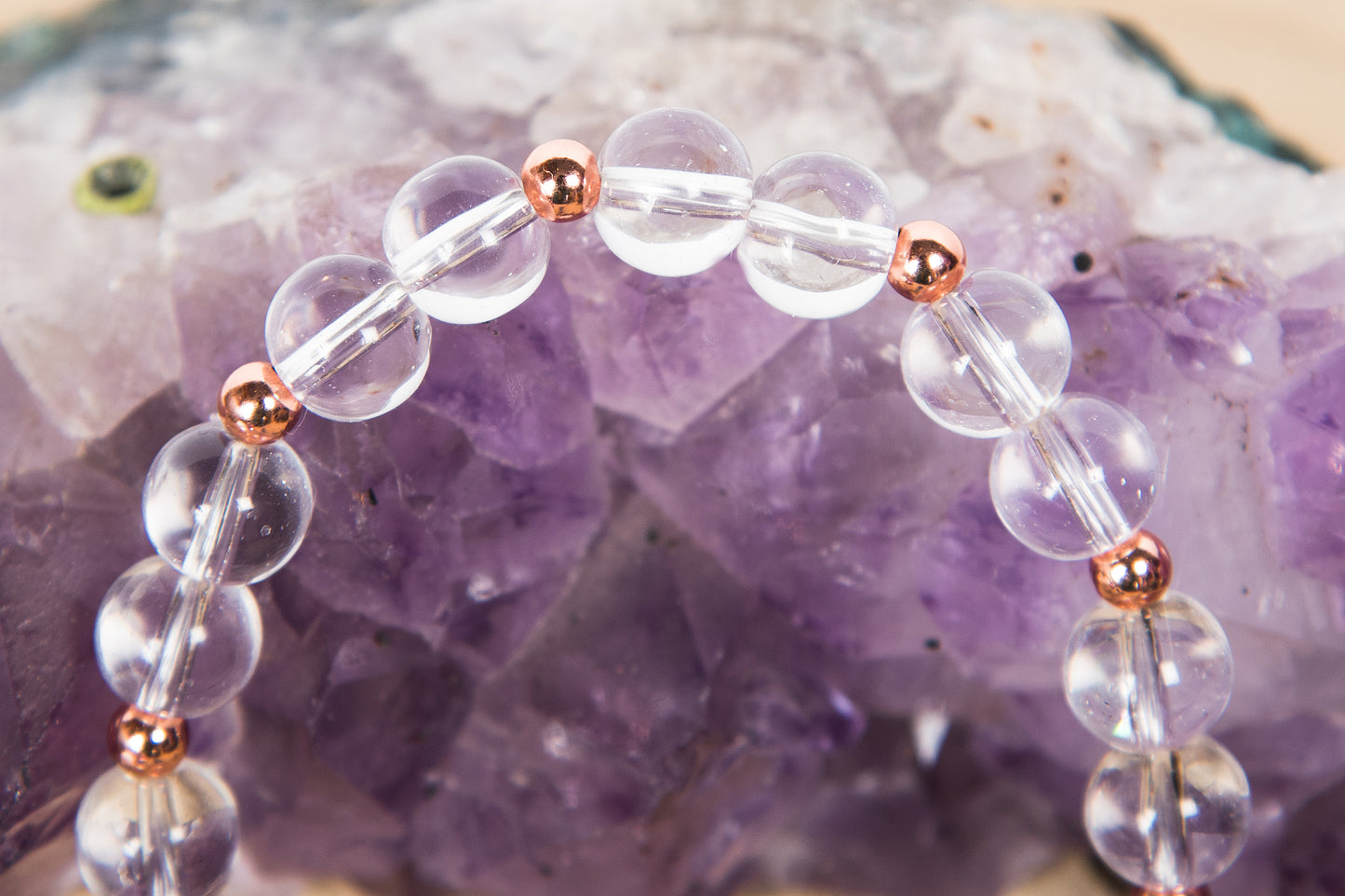Bracciale Mala Acquamarina, Cristallo di rocca, Pietra lavica e Rame