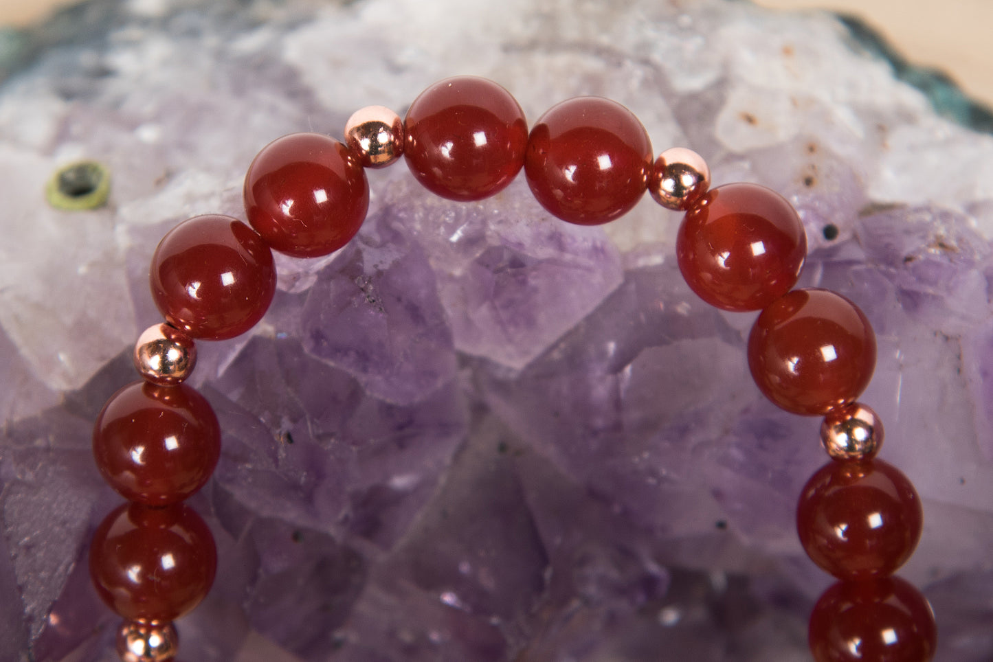 Bracciale Mala Agata rossa, Apatite, Pietra lavica e Rame
