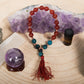 Bracciale Mala Agata rossa, Apatite, Pietra lavica e Rame