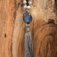 Mala collana con pietre dure di Howlite, Pietra Guru Labradorite, Argento 925