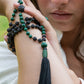 Mala collana 108 perle di Pietra lavica e Malachite