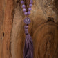 Mala collana con pietre naturali di Kunzite, Pietra Guru Ametista lavanda, Rame
