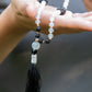 Mala da meditazione in Pietra lavica e Agata bianca