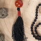 Mala con cristalli naturali di Agata rossa, Onice, Pietra Guru Agata rossa, Rame