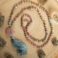 Mala da meditazione in Diaspro imperiale, Rodonite, Pietra Guru Quarzo rosa e Rame