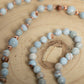 Mala in pietra dura naturale di Calcedonio Azzurro, Pietra Guru Agata, Rame