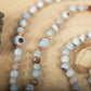 Mala in pietra dura naturale di Calcedonio Azzurro, Pietra Guru Agata, Rame