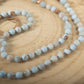 Mala in pietra dura naturale di Calcedonio Azzurro, Pietra Guru Agata, Rame
