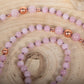 Mala 108 in pietra dura di Kunzite, Pietra Guru Quarzo crepitante e Rame