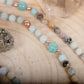 Mala con pietre dure naturali di Amazzonite multicolore, Pietra guru Agata, Rame