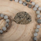 Mala in Pietra di luna arcobaleno Labradorite, Pietra guru Diaspro brecciato, Rame