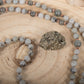 Mala in Pietra di luna arcobaleno Labradorite, Pietra guru Diaspro brecciato, Rame
