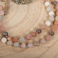 Mala in Pietra di luna naturale, Pietra Guru Zebradorite, Rame