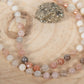 Mala in Pietra di luna naturale, Pietra Guru Zebradorite, Rame