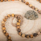 Mala fatta a mano in pietra dura naturale di Diaspro paesaggio, Pietra Guru Agata e Rame