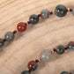 Mala con pietre dure naturali di Eliotropio Diaspro Sanguigno, Pietra Guru Labradorite, Rame