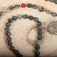 Mala con pietre dure naturali di Eliotropio Diaspro Sanguigno, Pietra Guru Labradorite, Rame