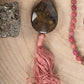 Mala collana in pietra dura naturale di Rodonite, Pietra guru Diaspro, Rame