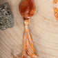 Mala con cristalli di corniola, pietra guru agata di fuoco, rame