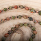 Mala in pietra dura di Unakite, Pietra Guru Agata, Rame