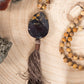 Mala per meditare con pietre dure naturali in Diaspro paesaggio, Pietra Guru in diaspro, Rame