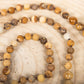 Mala per meditare con pietre dure naturali in Diaspro paesaggio, Pietra Guru in diaspro, Rame