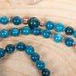 Mala fatta a mano con pietre dure naturali in Apatite, Pietra Guru in Acquamarina, Rame