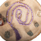Mala collana con pietre naturali di Kunzite, Pietra Guru Ametista lavanda, Rame