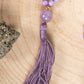 Mala collana con pietre naturali di Kunzite, Pietra Guru Ametista lavanda, Rame