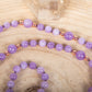 Mala collana con pietre naturali di Kunzite, Pietra Guru Ametista lavanda, Rame