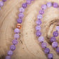 Mala collana con pietre naturali di Kunzite, Pietra Guru Ametista lavanda, Rame