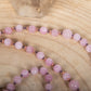 Mala fatta a mano con pietre dure naturali di Kunzite, Pietra Guru Elbaite, Rame