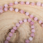 Mala fatta a mano con pietre dure naturali di Kunzite, Pietra Guru Elbaite, Rame