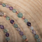 Mala 108 da meditazione in Fluorite, Pietra Guru Fluorite, Rame