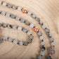 Mala Pietra di luna arcobaleno Labradorite, Pietra guru Diaspro zebrato, Rame