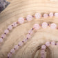 Mala con cristalli naturali di Quarzo rosa, Pietra Guru Quarzo rosa, Rame