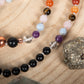 Mala con pietre dure di Shungite e Pietre 7 Chakra, Pietra Guru Agata Muschiata bianca del Montana, Rame