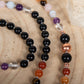 Mala con pietre dure di Shungite e Pietre 7 Chakra, Pietra Guru Agata Muschiata bianca del Montana, Rame