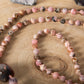 Mala fatta a mano con pietre naturali di Rodocrosite, Pietra Guru Diaspro oceano, Rame