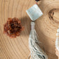 Mala con 108 perle di Occhio di bue, Amazzonite, Lapislazzuli, Apatite, Perla Guru Amazzonite