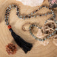 Mala con 108 perle di Pietra di luna arcobaleno Labradorite, Shungite, Diaspro zebrato, Perla Guru Diaspro rosso