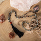 Mala con 108 perle di Pietra di luna arcobaleno Labradorite, Shungite, Diaspro zebrato, Perla Guru Diaspro rosso