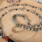 Mala con 108 perle di Pietra di luna arcobaleno Labradorite, Shungite, Diaspro zebrato, Perla Guru Diaspro rosso