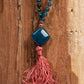 Mala collana con 108 perle di Granato almandino, Apatite, Pietra Guru Apatite, Rame