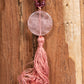 Mala da meditazione in Granato almandino, Pietra Guru Quarzo rosa, Rame