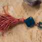 Mala collana con 108 perle di Granato almandino, Apatite, Pietra Guru Apatite, Rame
