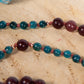 Mala collana con 108 perle di Granato almandino, Apatite, Pietra Guru Apatite, Rame