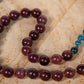 Mala collana con 108 perle di Granato almandino, Apatite, Pietra Guru Apatite, Rame