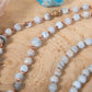 Mala da meditazione in Calcedonio azzurro, Pietra Guru Bronzite, Rame